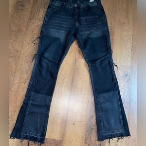 MNML BLACK WORK FLARE DENIM “CARPENTER STYLE” SZ34